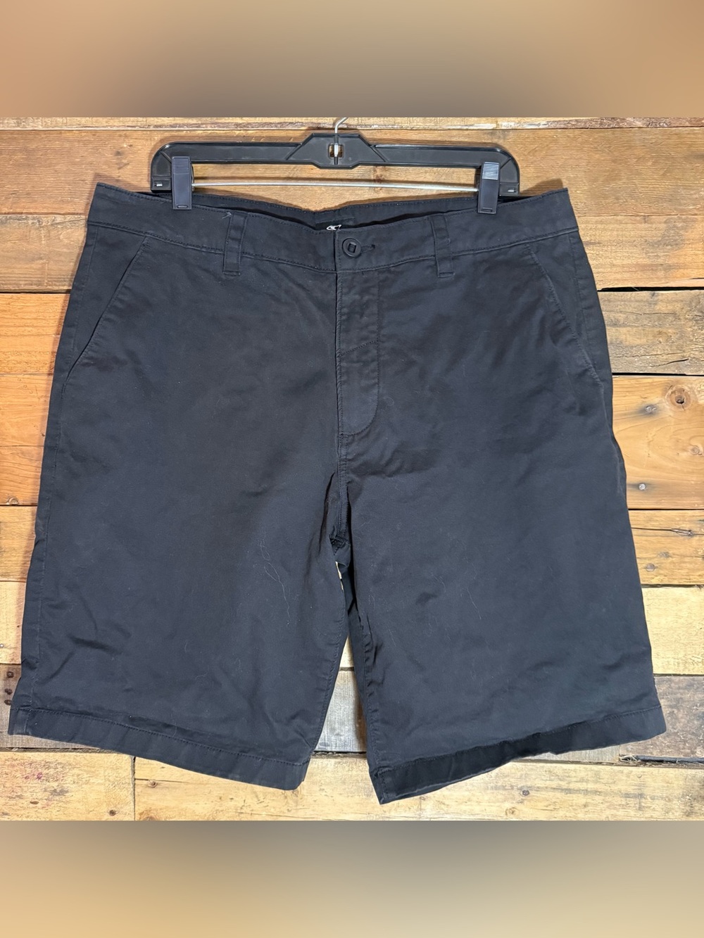 O'Neill Men's Black Chino Shorts Cotton Flat Front Button Slash Pockets Logo 38